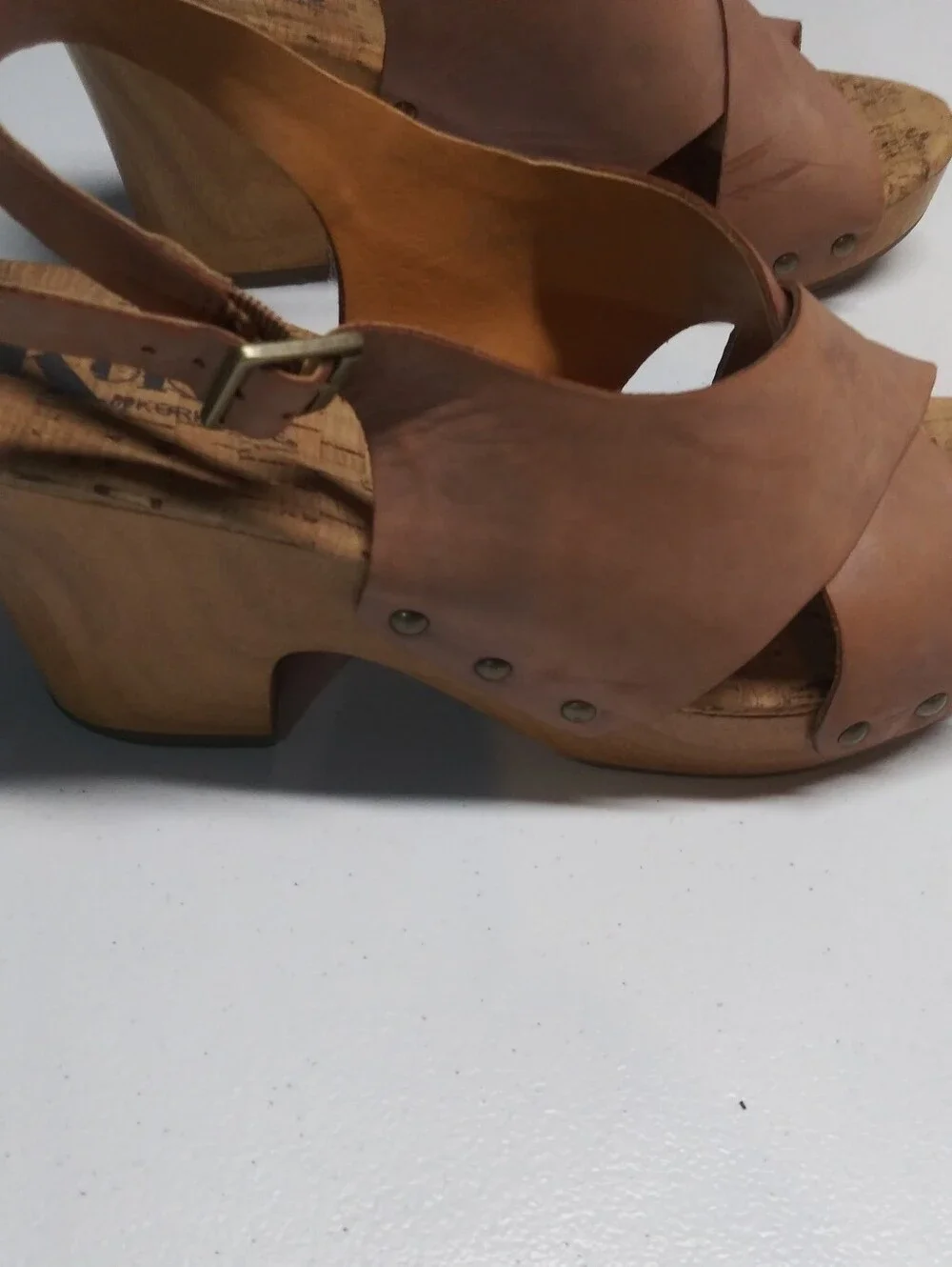 Kork Ease Mauve Studded Wooden Heel Sling Back Heel Size 9
